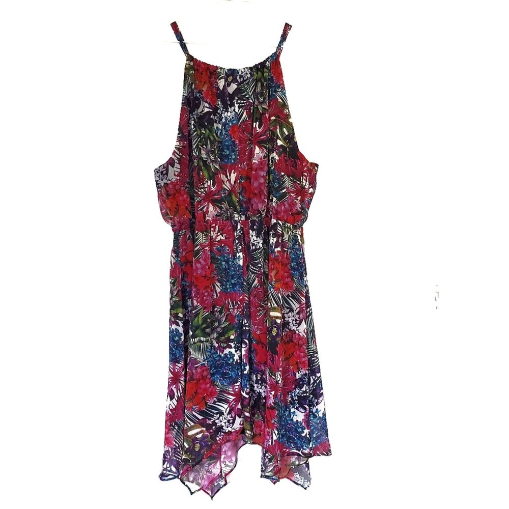 Lane Bryant Floral Halter Handkerchief Hem Dress